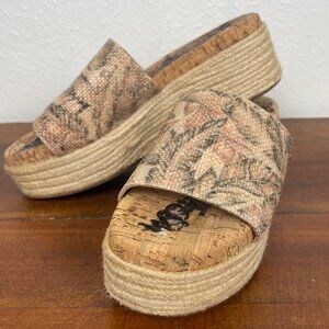 NEW Sam Edelman Women's Weslee Espadrilles Platform Sandals Cork Brown Sz 7.5